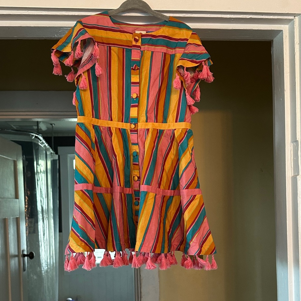 Farm Rio- Colorful Striped Toddler Dress with Tassels